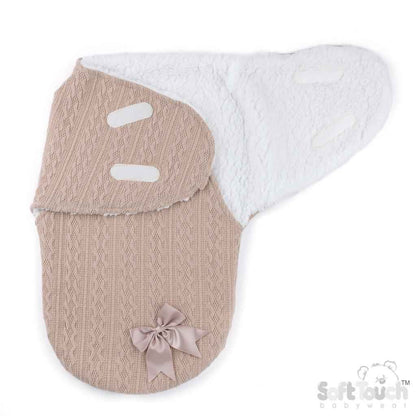 Coffee Cable Knit Swaddle Wrap | Newborn Baby Swaddle