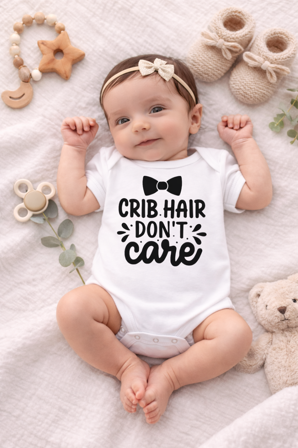 "Crib Hair Don't Care" Baby Bodysuit – Newborn Gift