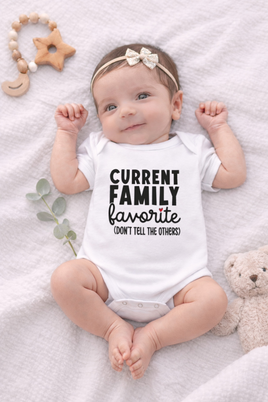 "Current Family Favourite, Don't Tell The Others" Baby Bodysuit – Newborn Gift
