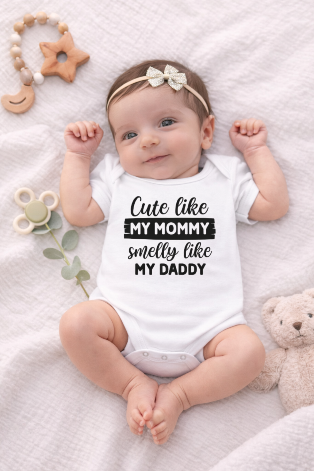 "Cute Like Mommy, Smelly Like Daddy" Baby Bodysuit – Newborn Gift