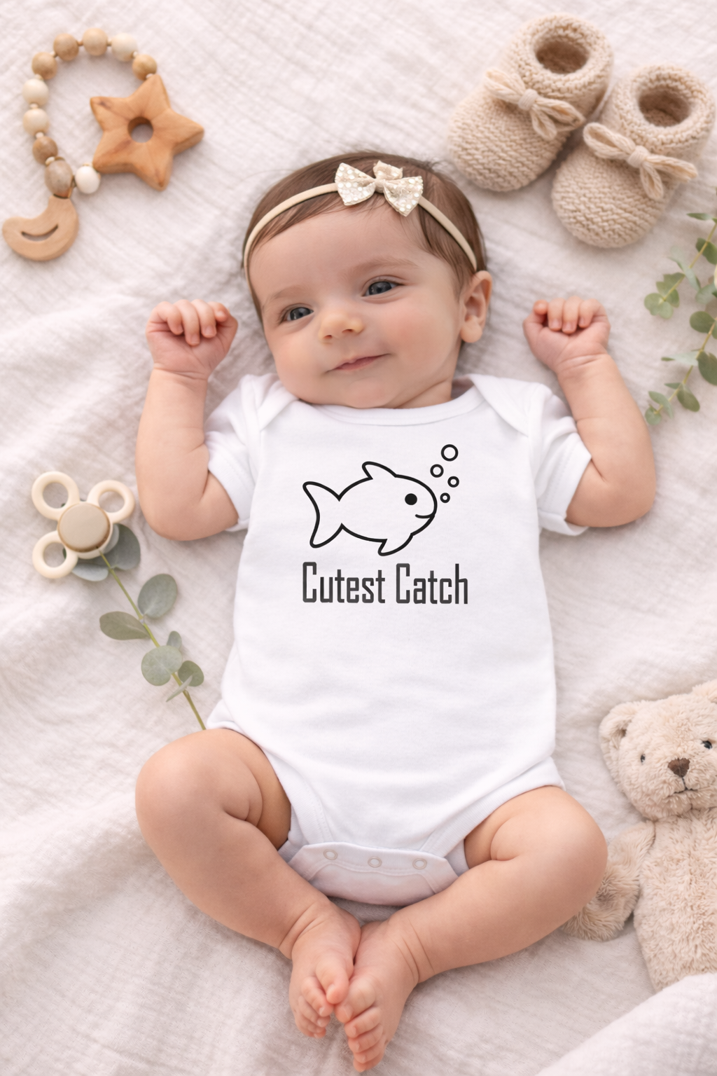 "Cutest Catch" Baby Bodysuit – Newborn Gift