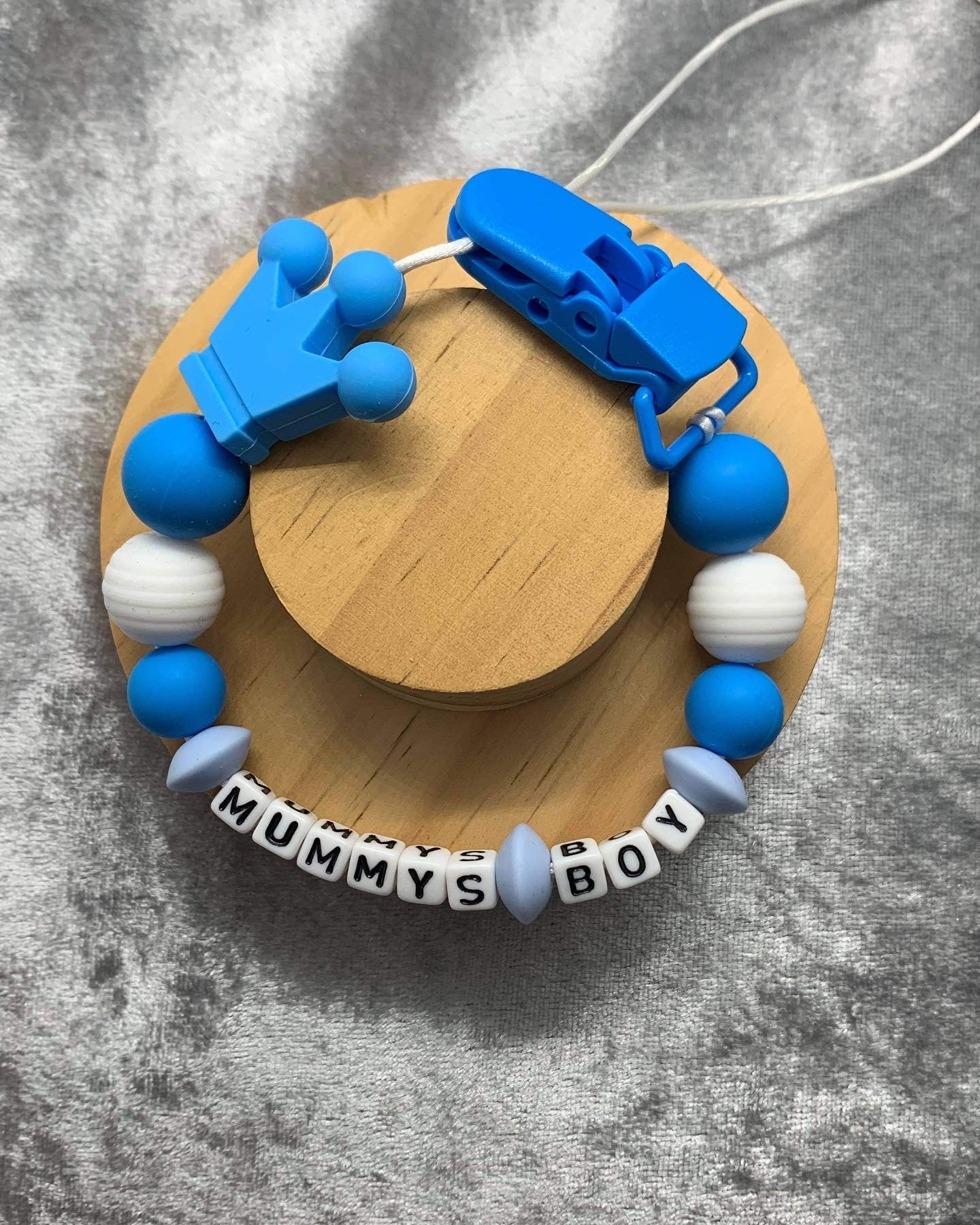 Personalised Dummy holder, Pacifier chain, Mam dummy clip new baby gift - CROWN