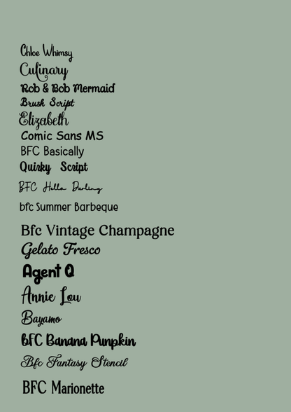 list of fonts to choose from
