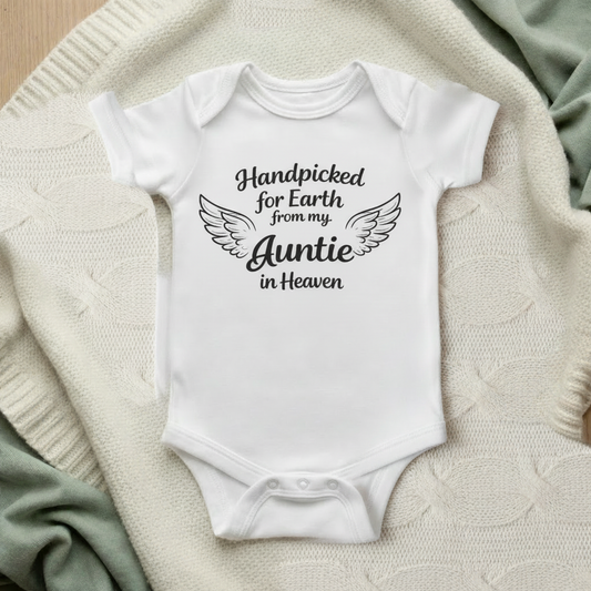Handpicked for Earth by my Auntie in Heaven Bodysuit Mockup