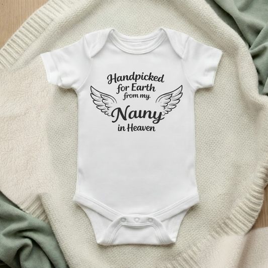 Handpicked for Earth by my Nanny in Heaven Bodysuit Mockup