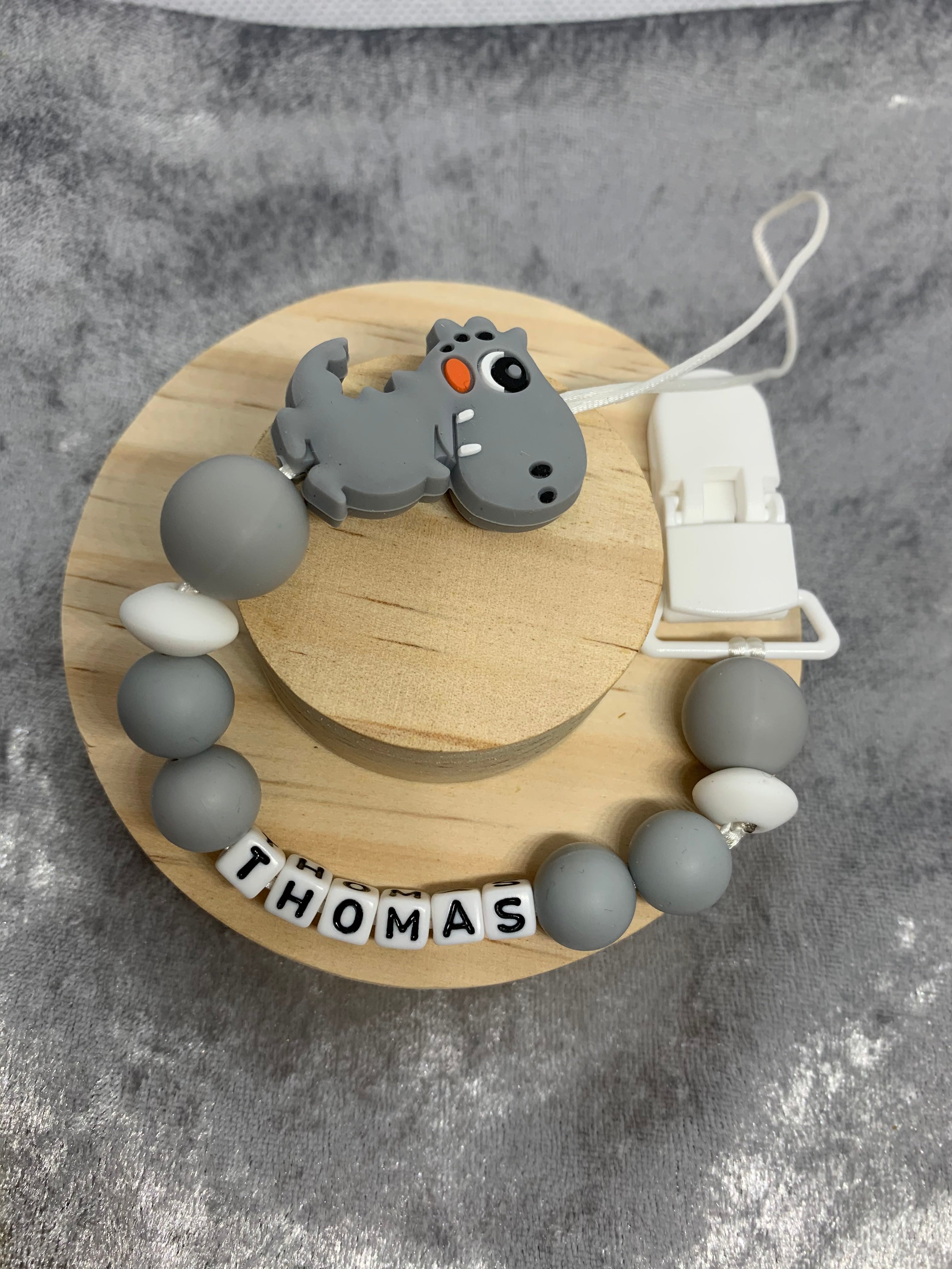 Personalised Dummy Clips Mam Dummy Holder New Baby Gift - DINO