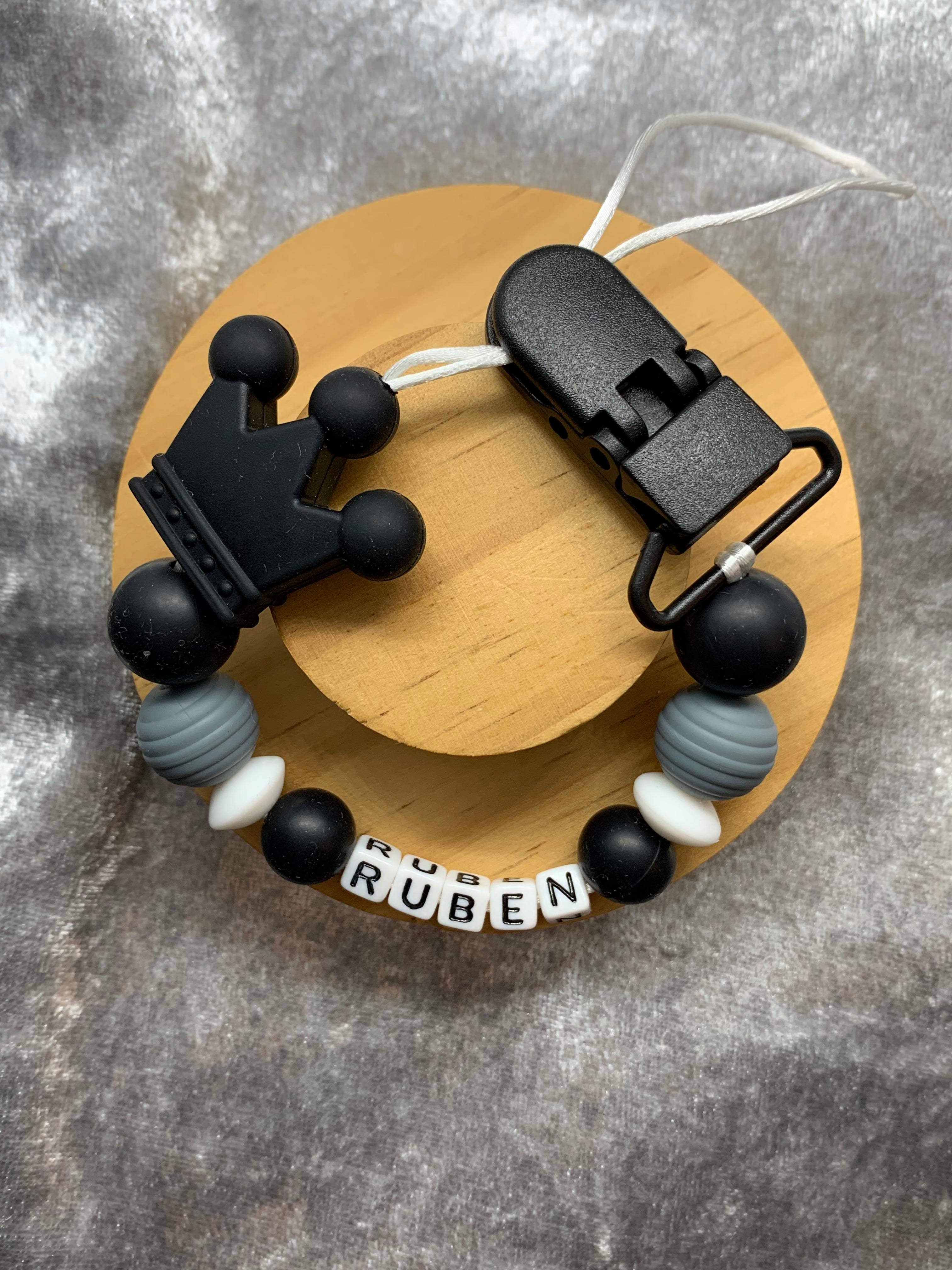 Personalised Dummy holder, Pacifier chain, Mam dummy clip new baby gift - CROWN