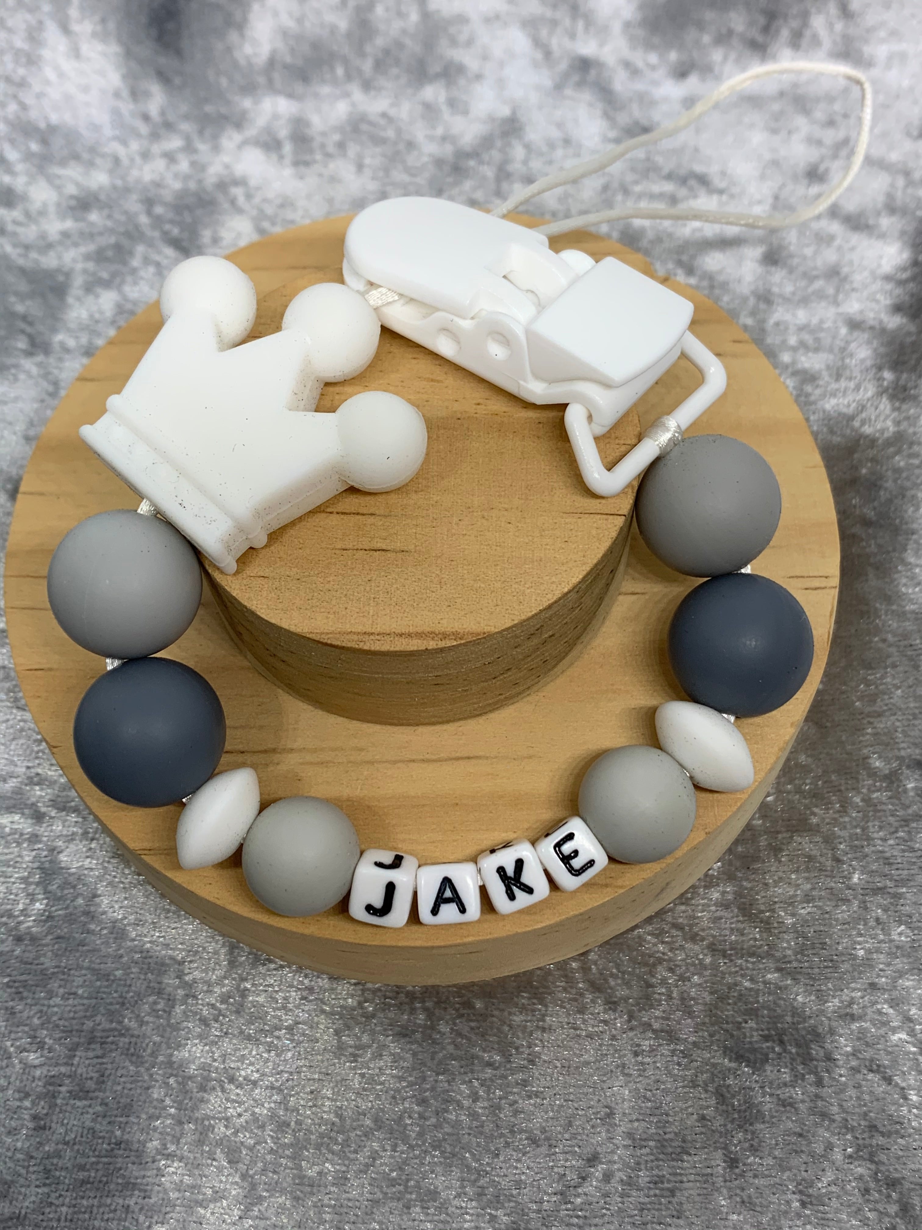 Personalised Dummy holder, Pacifier chain, Mam dummy clip new baby gift - CROWN