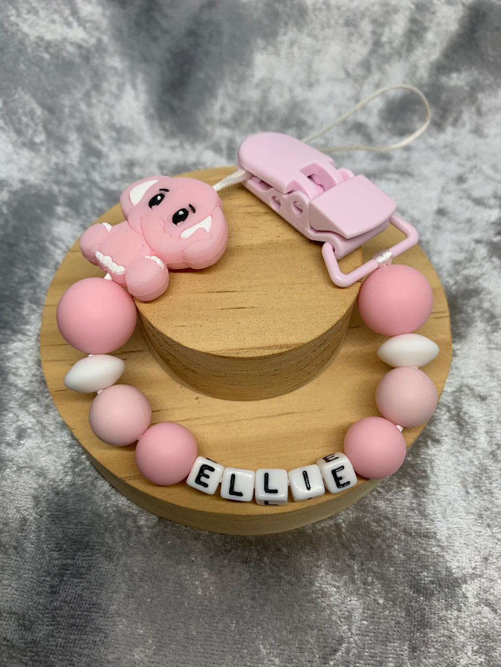 Personalised Dummy Clips Mam Dummy Holder New Baby Gift - ELEPHANT