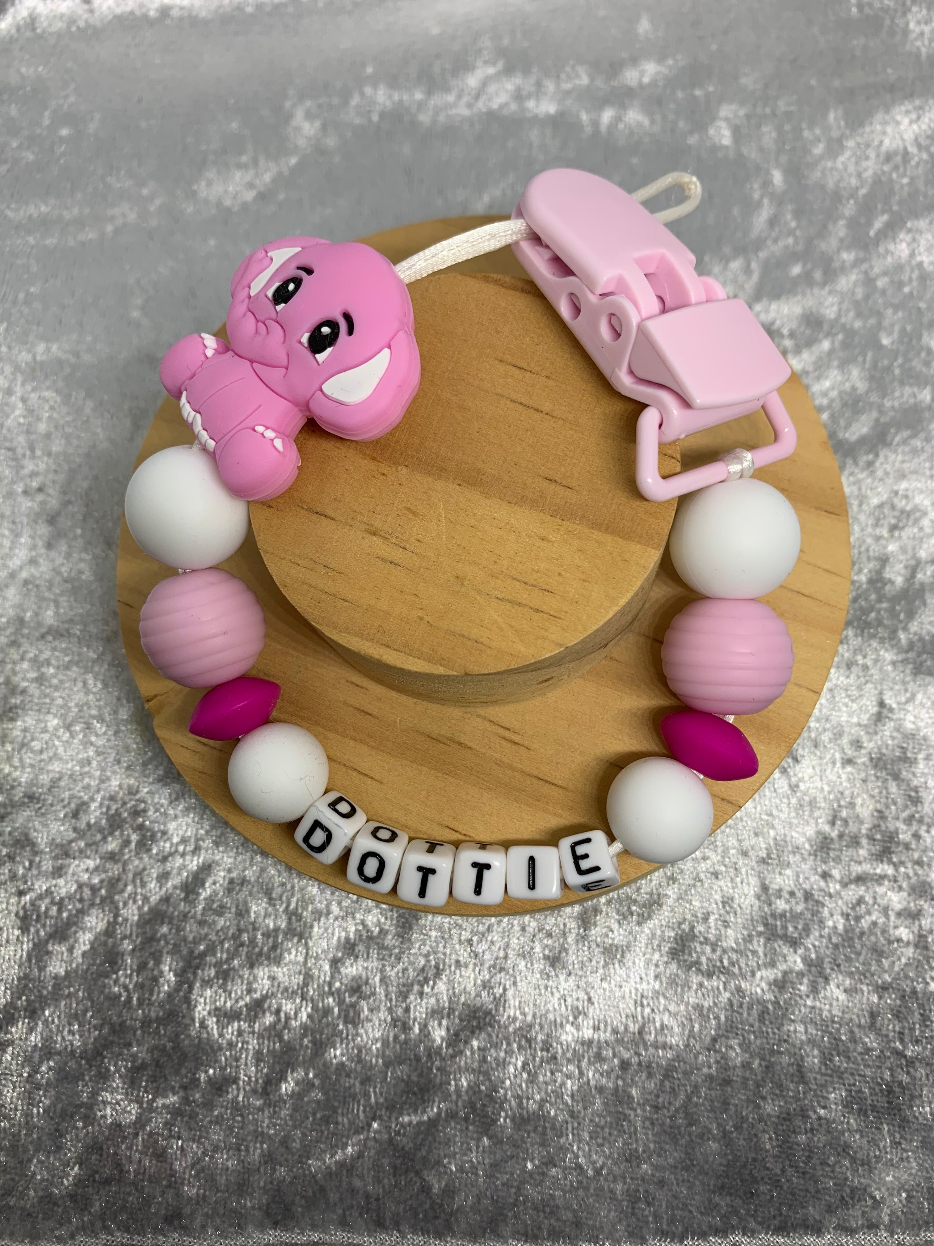 Personalised Dummy Clips Mam Dummy Holder New Baby Gift - ELEPHANT