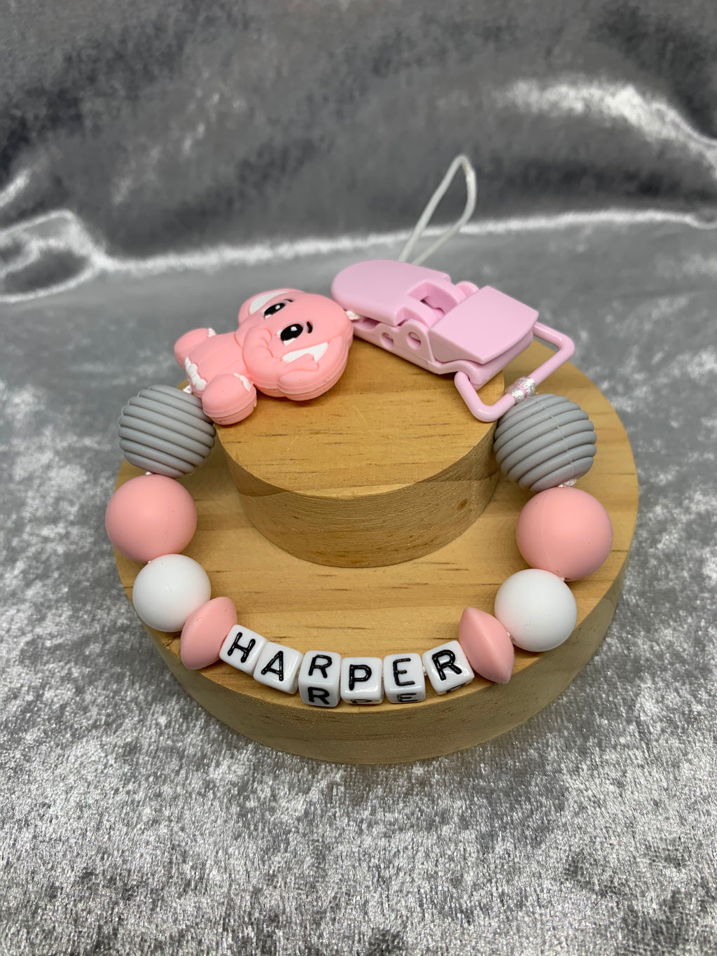 Personalised Dummy Clips Mam Dummy Holder New Baby Gift - ELEPHANT