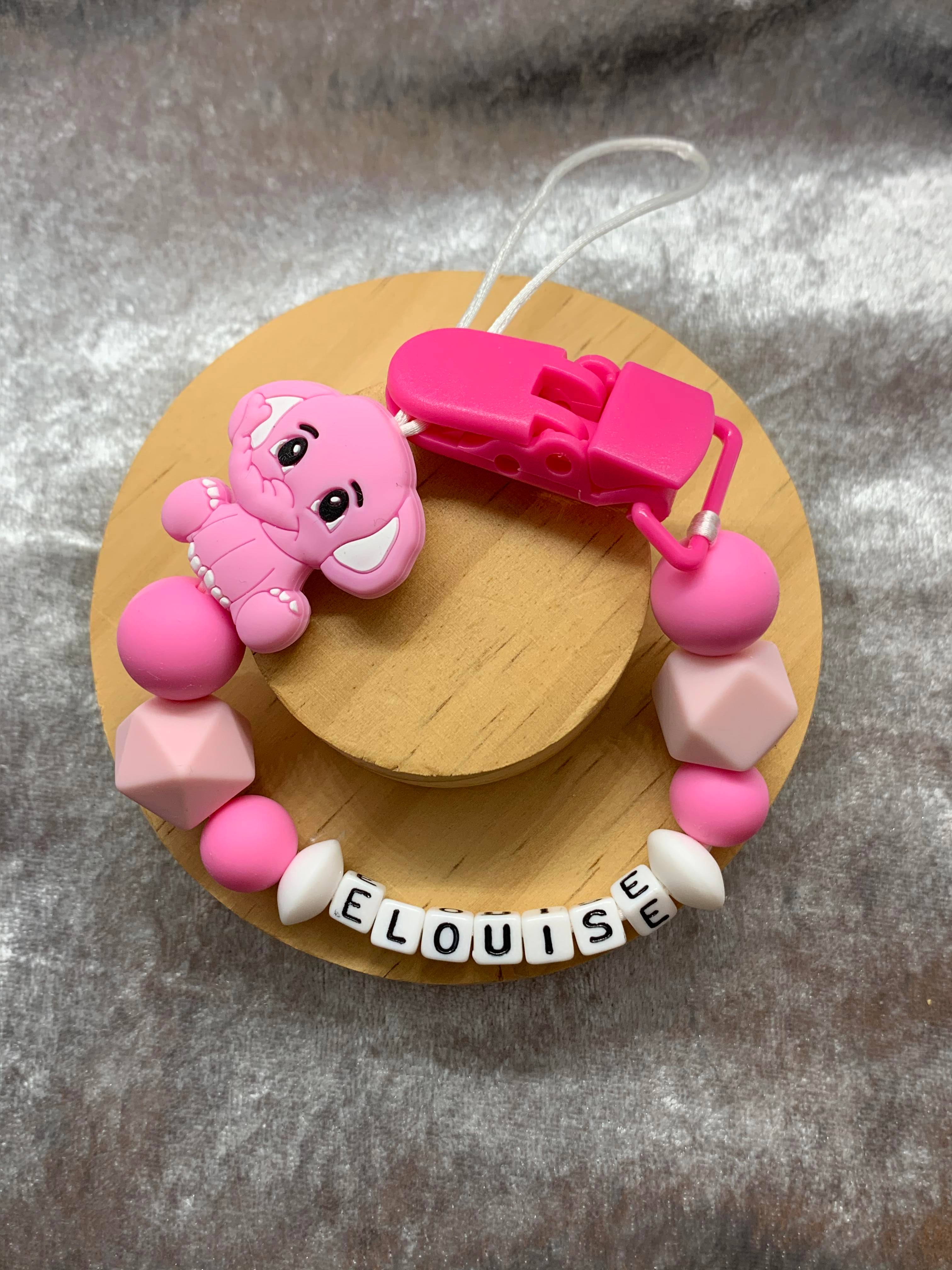 Personalised Dummy Clips Mam Dummy Holder New Baby Gift - ELEPHANT