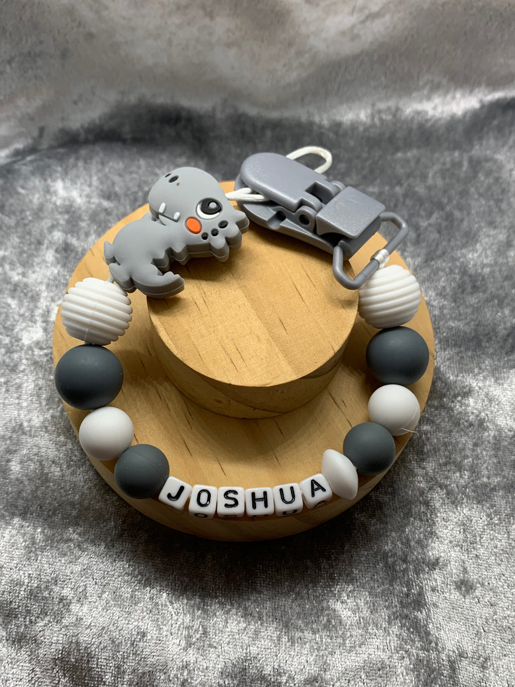 Personalised Dummy Clips Mam Dummy Holder New Baby Gift - DINO