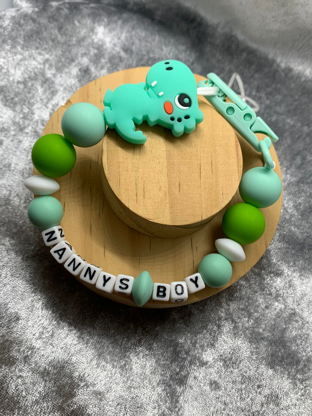 Personalised Dummy Clips Mam Dummy Holder New Baby Gift - DINO