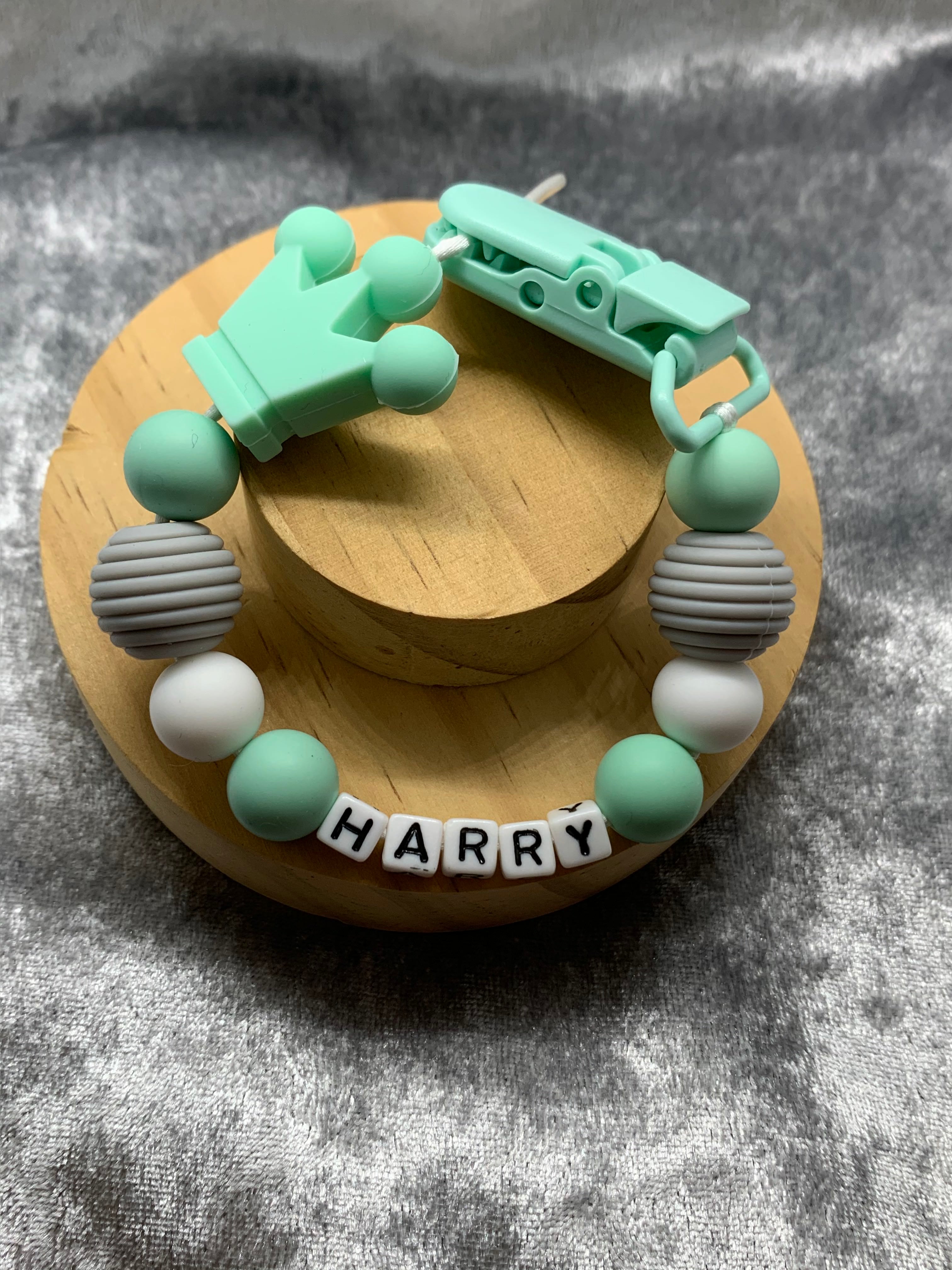 Personalised Dummy holder, Pacifier chain, Mam dummy clip new baby gift - CROWN
