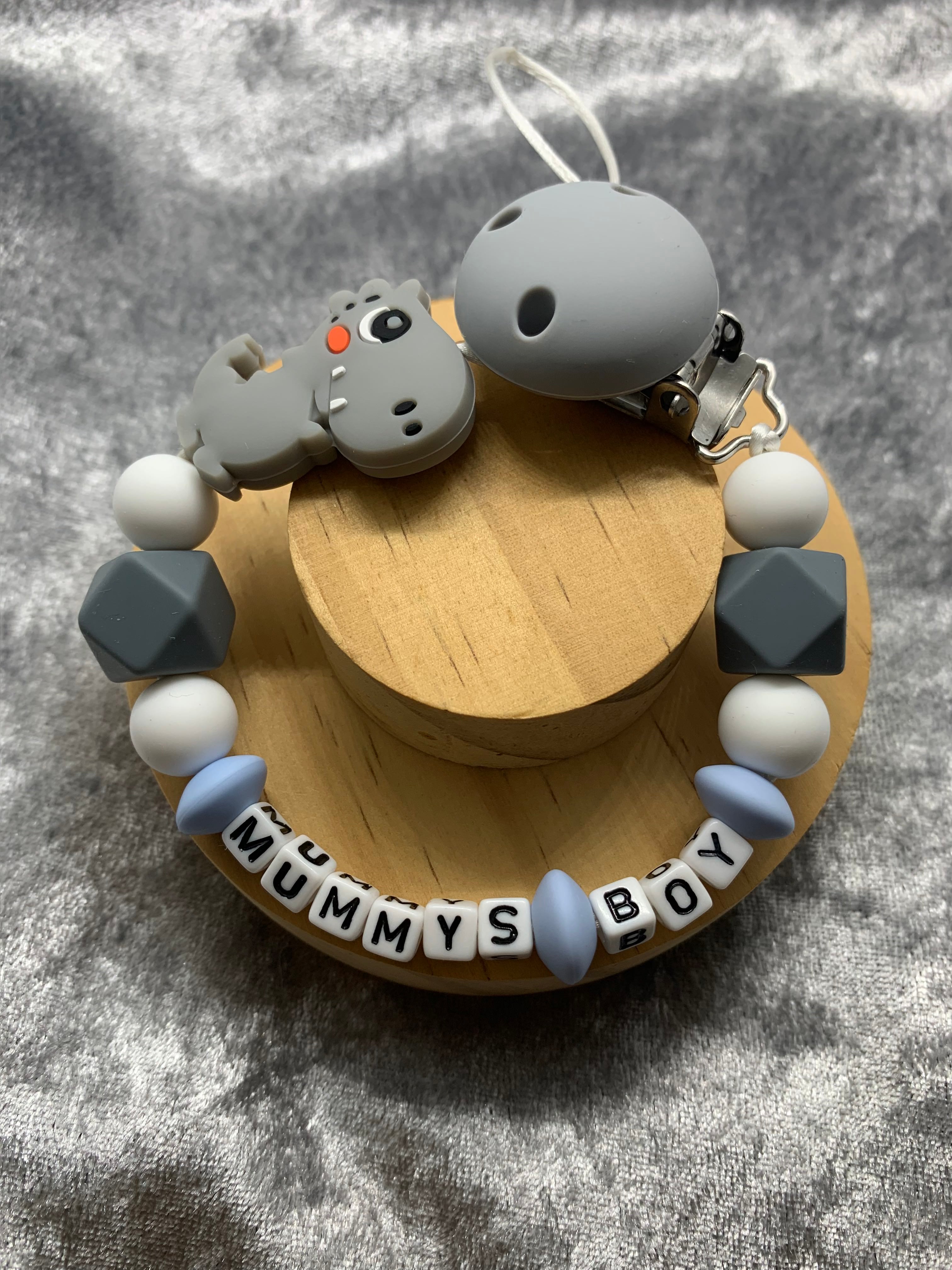 Personalised Dummy Clips Mam Dummy Holder New Baby Gift - DINO