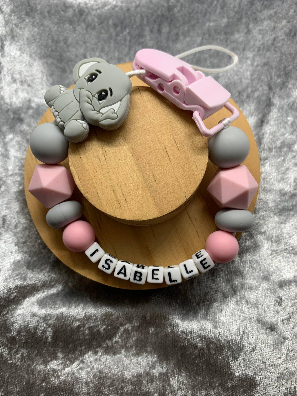 Personalised Dummy Clips Mam Dummy Holder New Baby Gift - ELEPHANT