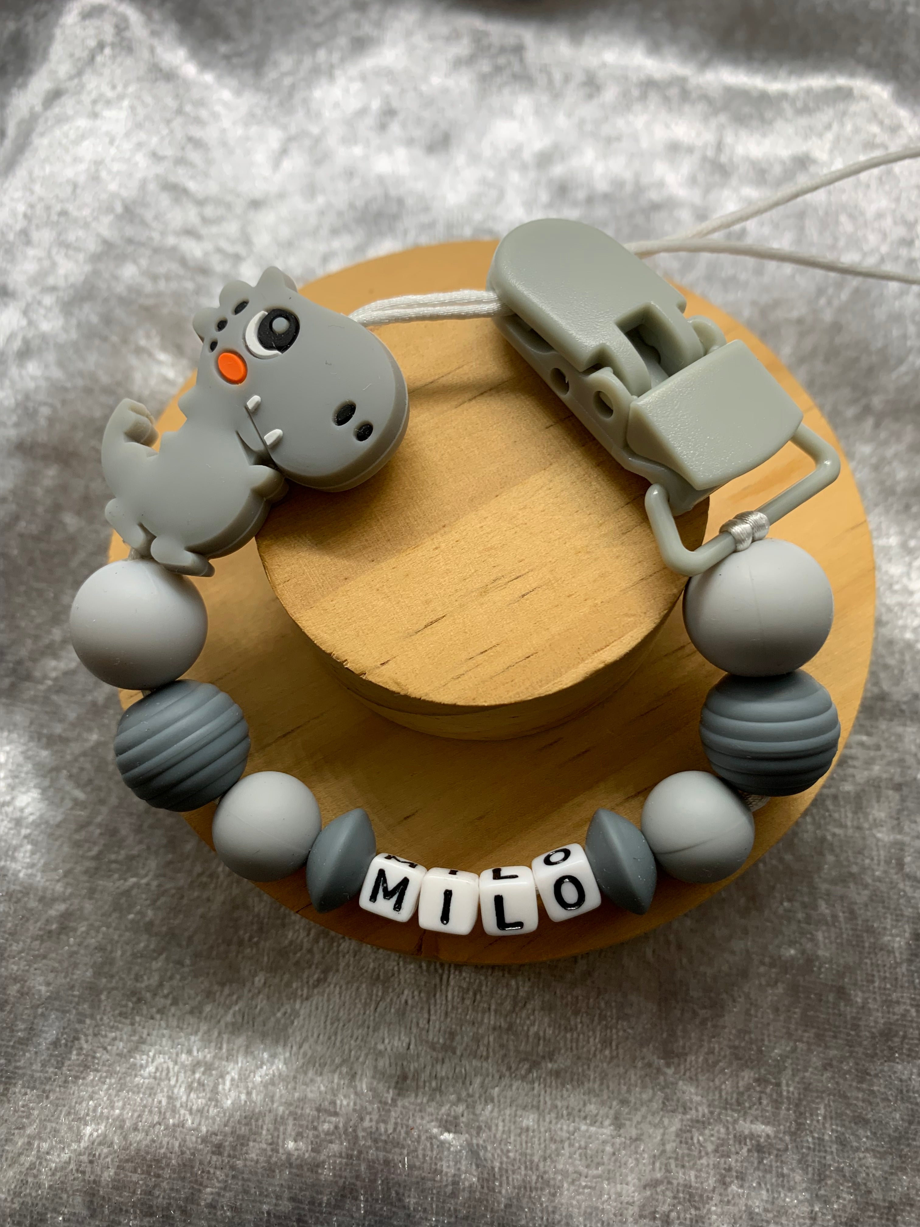 Personalised Dummy Clips Mam Dummy Holder New Baby Gift - DINO