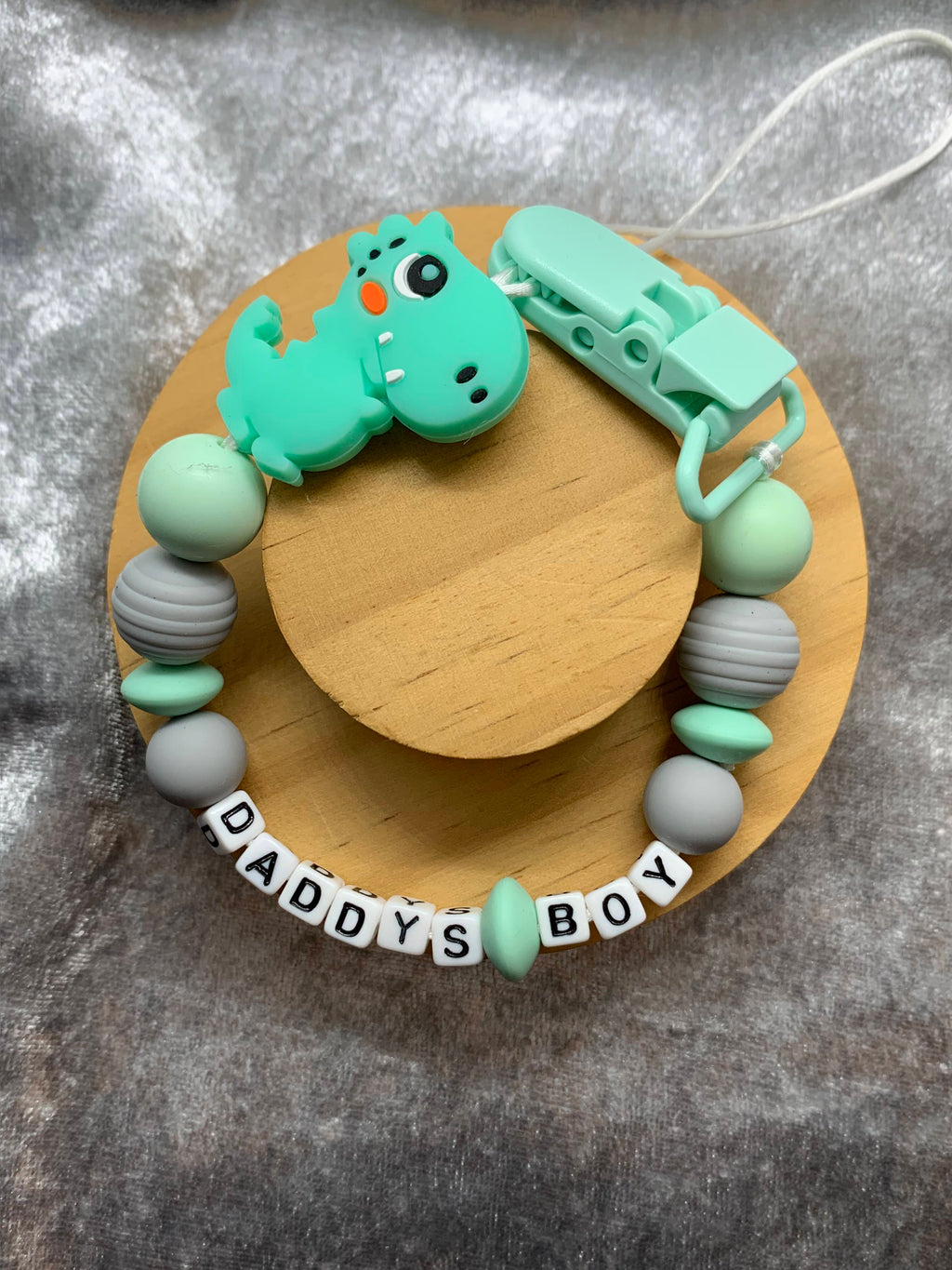 Personalised Dummy Clips Mam Dummy Holder New Baby Gift - DINO