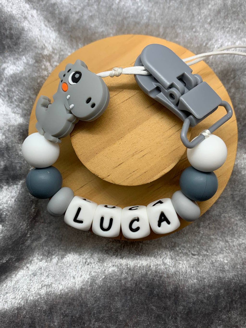 Personalised Dummy Clips Mam Dummy Holder New Baby Gift - DINO