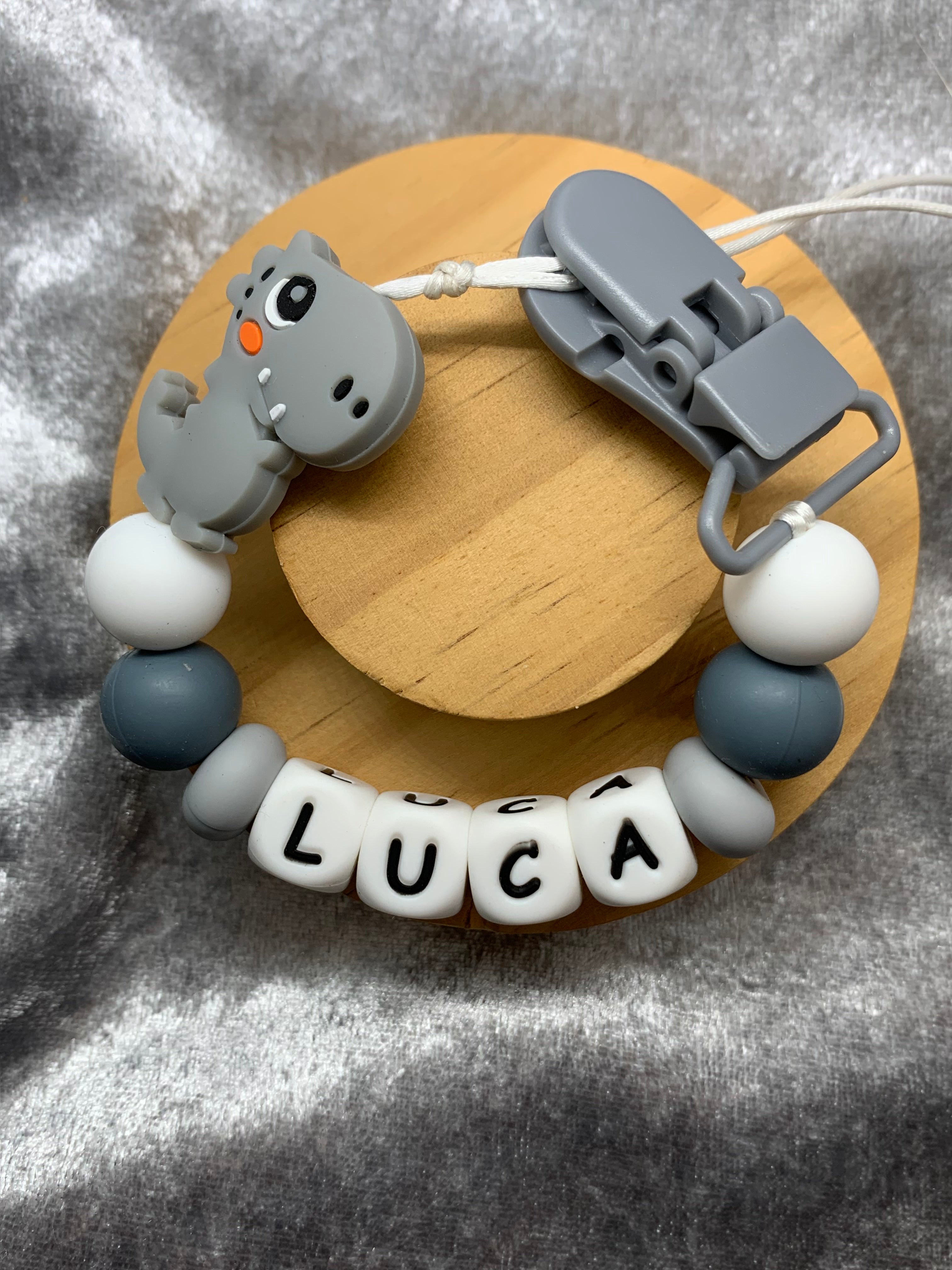 Personalised Dummy Clips Mam Dummy Holder New Baby Gift - DINO