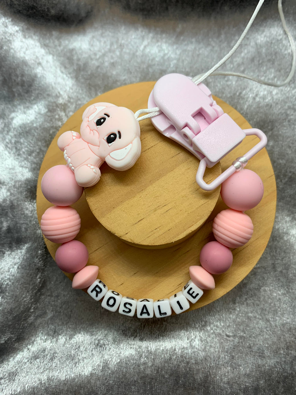 Personalised Dummy Clips Mam Dummy Holder New Baby Gift - ELEPHANT