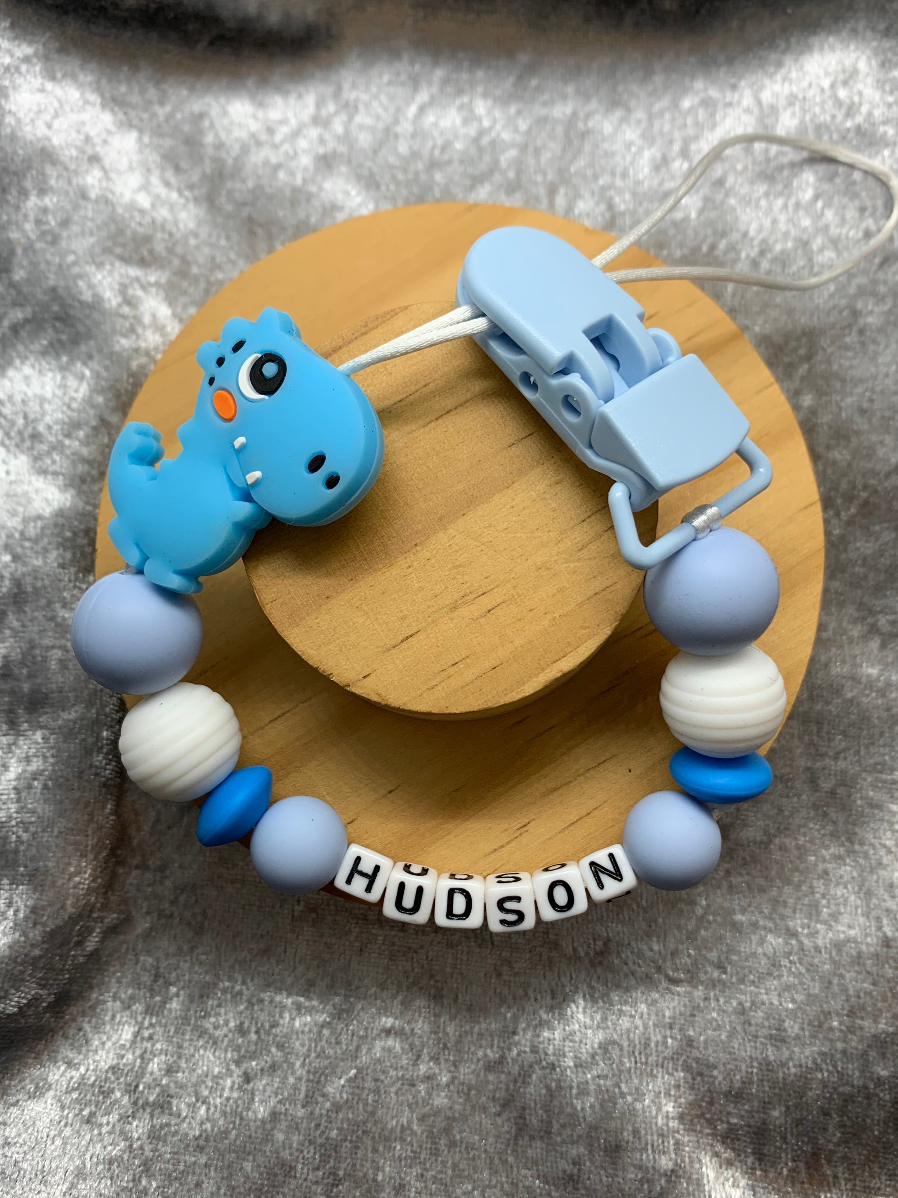 Personalised Dummy Clips Mam Dummy Holder New Baby Gift - DINO