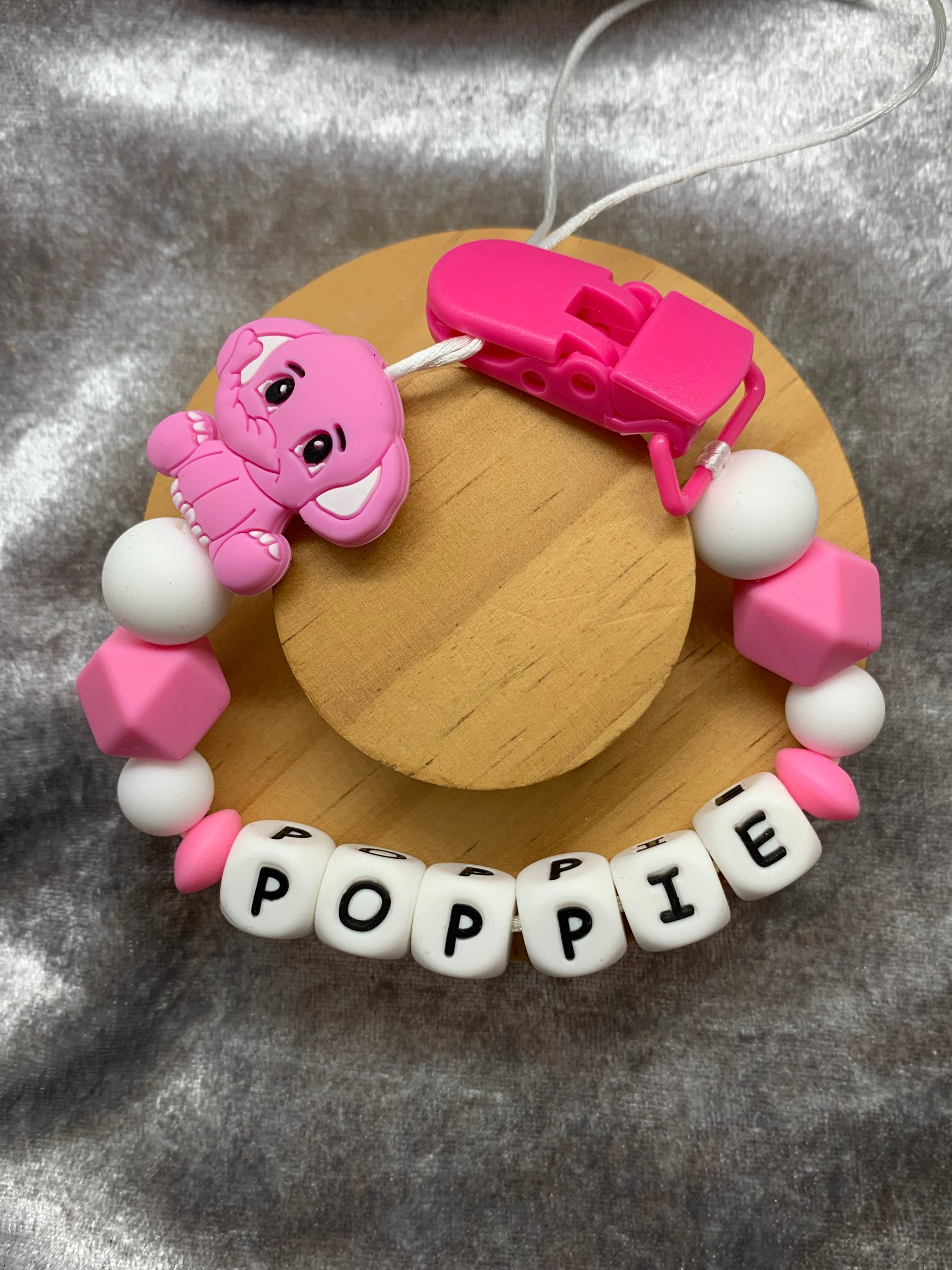 Personalised Dummy Clips Mam Dummy Holder New Baby Gift - ELEPHANT