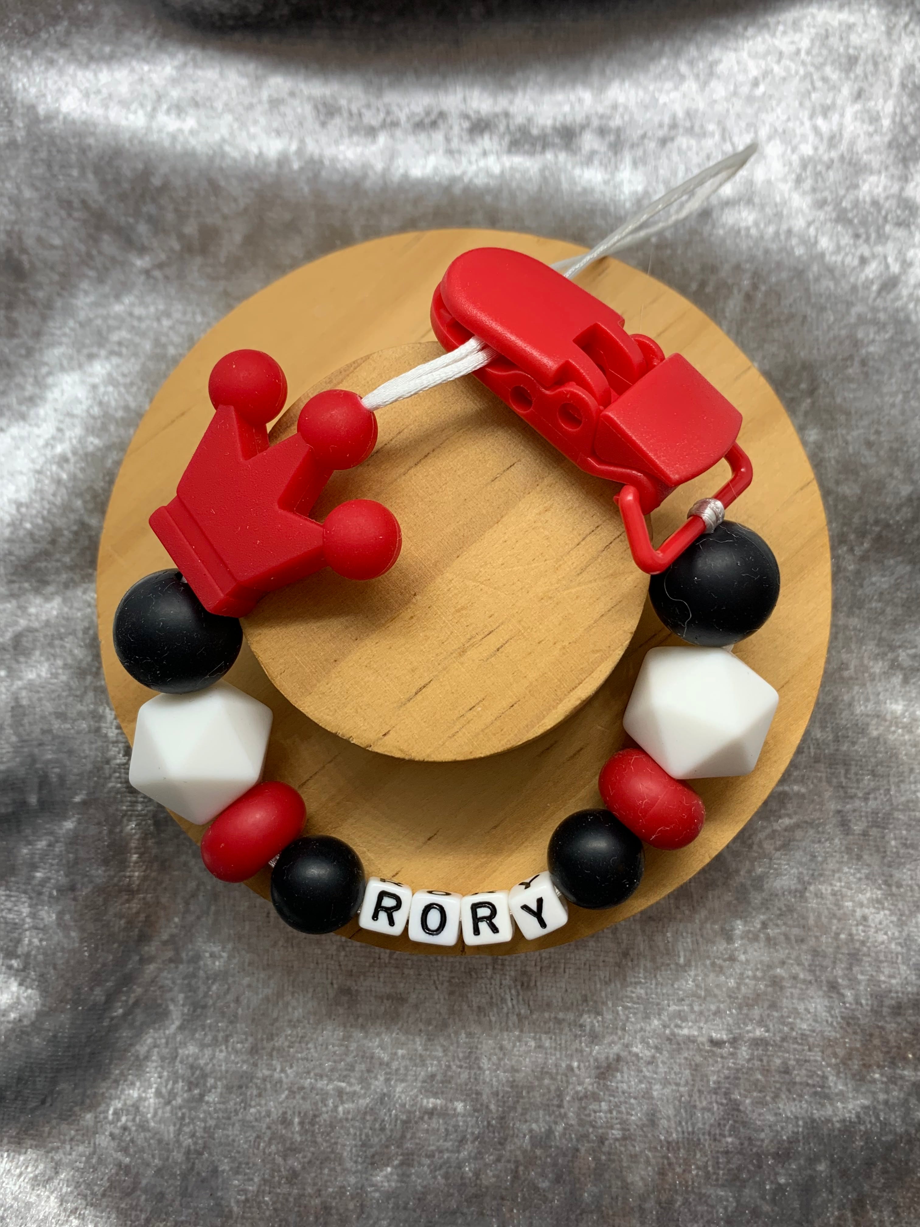 Personalised Dummy holder, Pacifier chain, Mam dummy clip new baby gift - CROWN