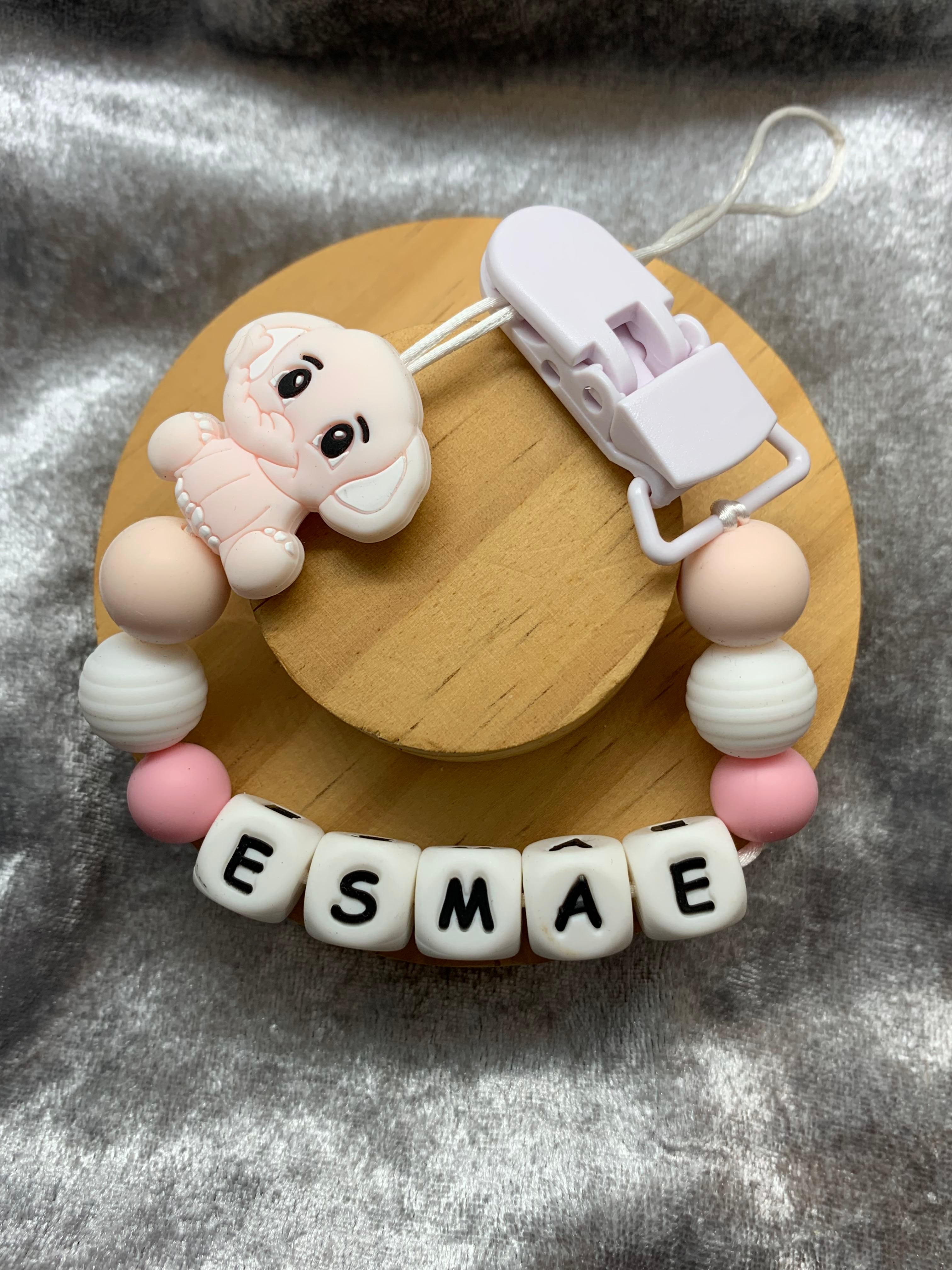 Personalised Dummy Clips Mam Dummy Holder New Baby Gift - ELEPHANT