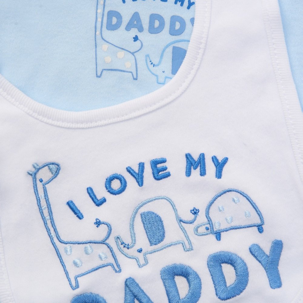 I Love My Daddy embroidered bib close-up