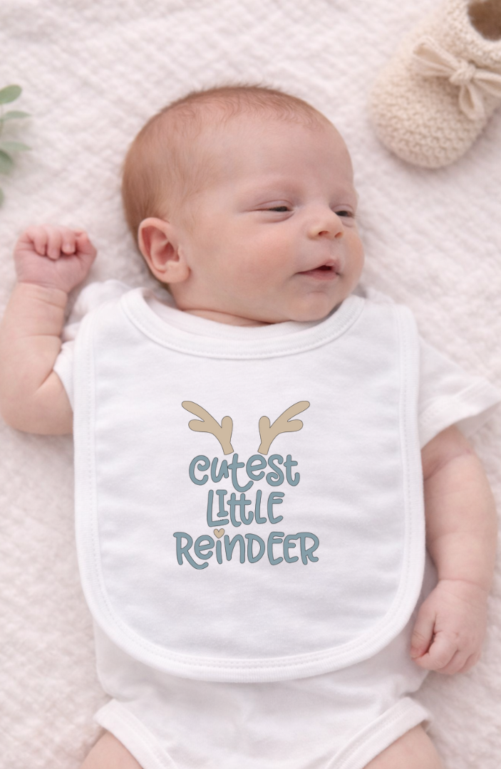 Make mealtime extra festive with the Little Reindeer Holiday Baby Bib. Featuring an adorable reindeer design, this soft and absorbent bib helps keep little outfits clean while adding a touch of Christmas cheer. Gentle on baby’s skin and easy to fasten, it’s perfect for everyday use, holiday photos, and sweet seasonal gifting.

Ideal for infants and toddlers, this bib is a cozy must-have for the holiday season.