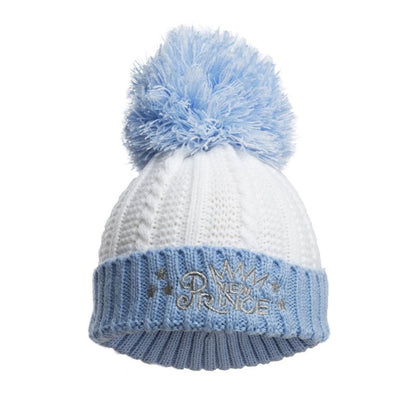 New Prince blue cable knit hat for newborn to 12 months