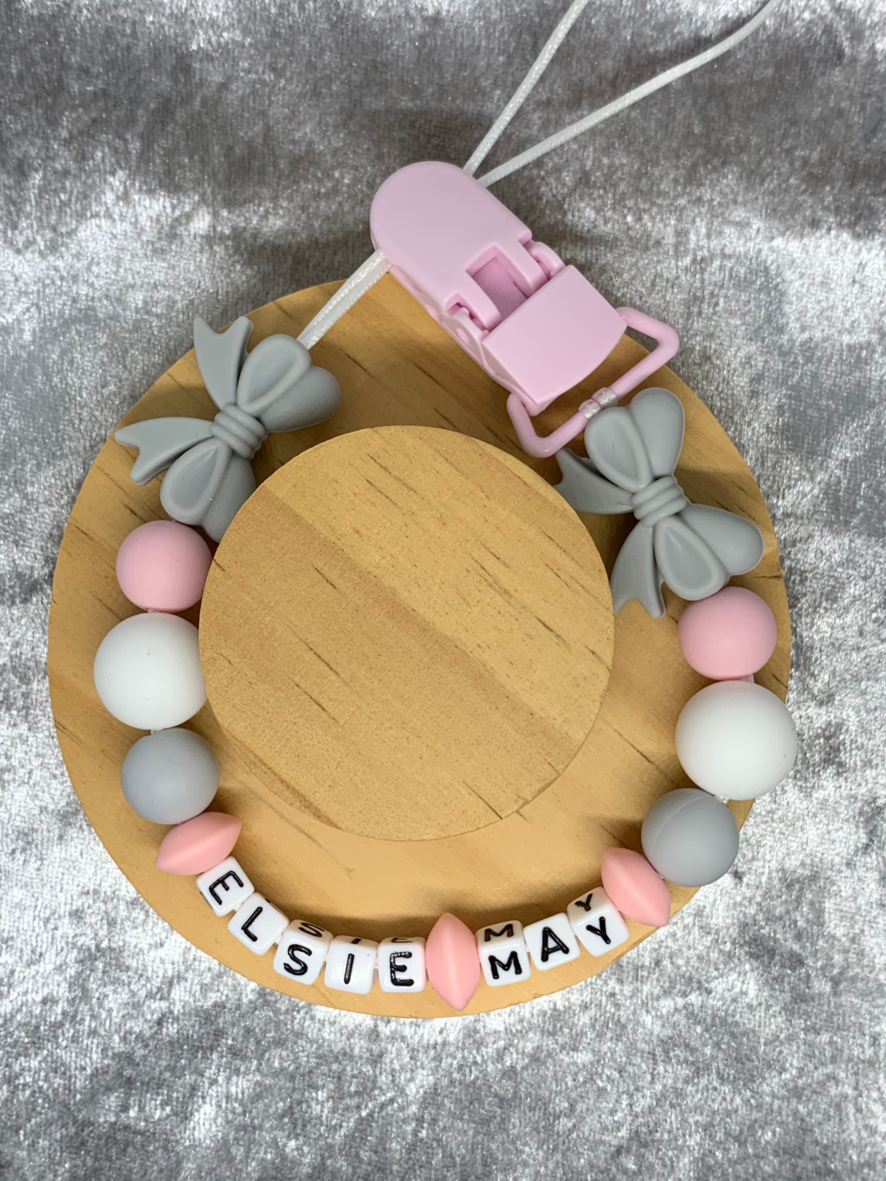 Personalised dummy clips, Pacifier chain, Mam Soother holders Perfect baby gift - BOWS