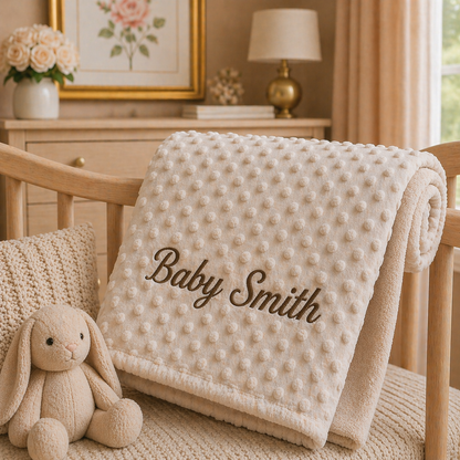 Personalised Mink Dot Baby Blanket - Coffee