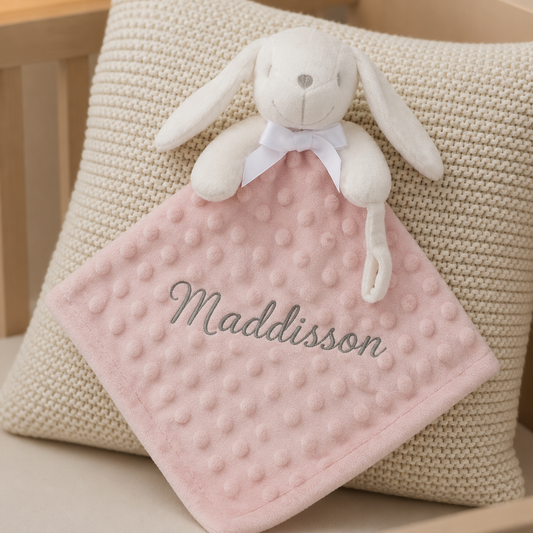 Personalised Pink Bunny Comforter | Baby Girl Comforter - PREORDER