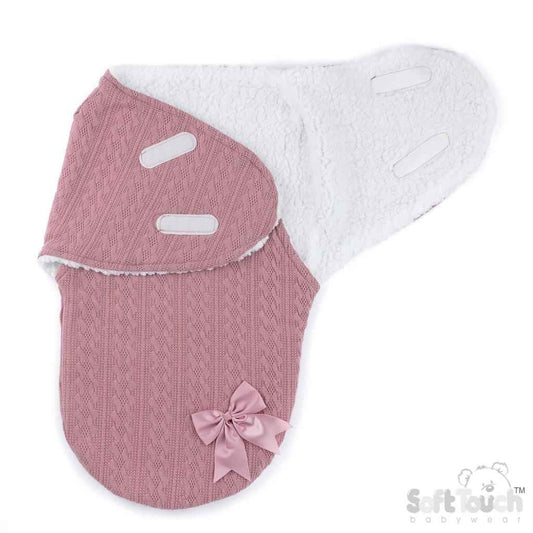 Pink Cable Knit Swaddle Wrap | Newborn Baby Swaddle