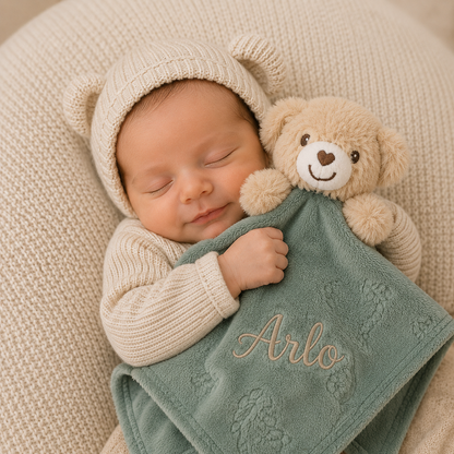 Personalised Teddy Bear Snuggle Blanket | Baby Comforter