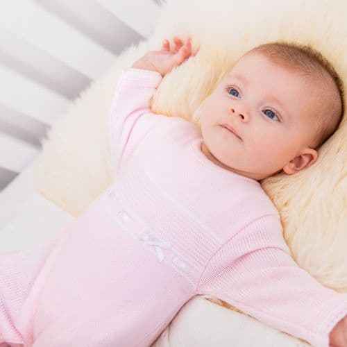 Spanish Knitted Baby Sleepsuit — Pink Satin Bow