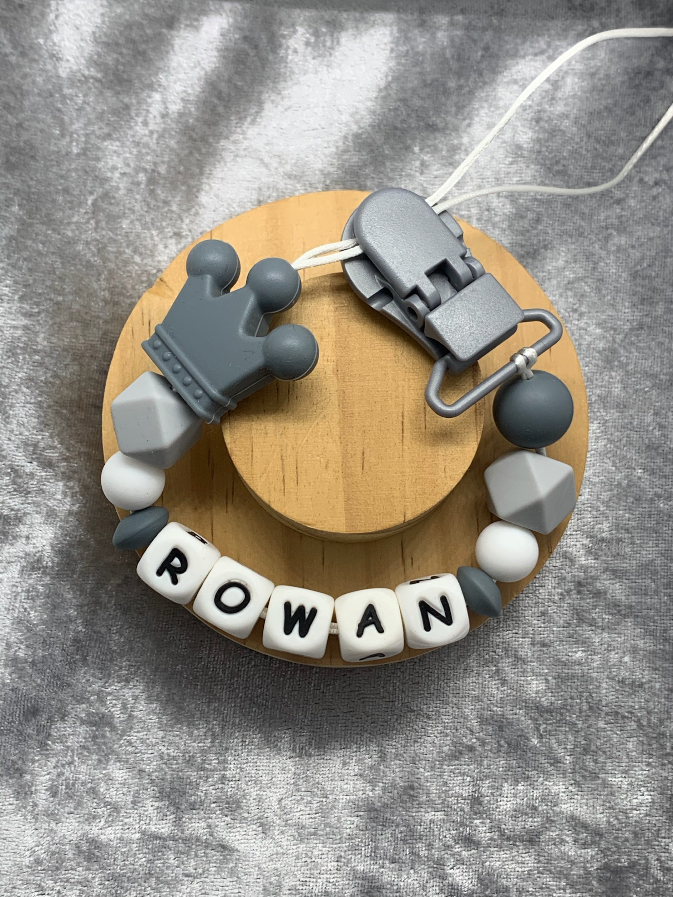 Personalised Dummy holder, Pacifier chain, Mam dummy clip new baby gift - CROWN