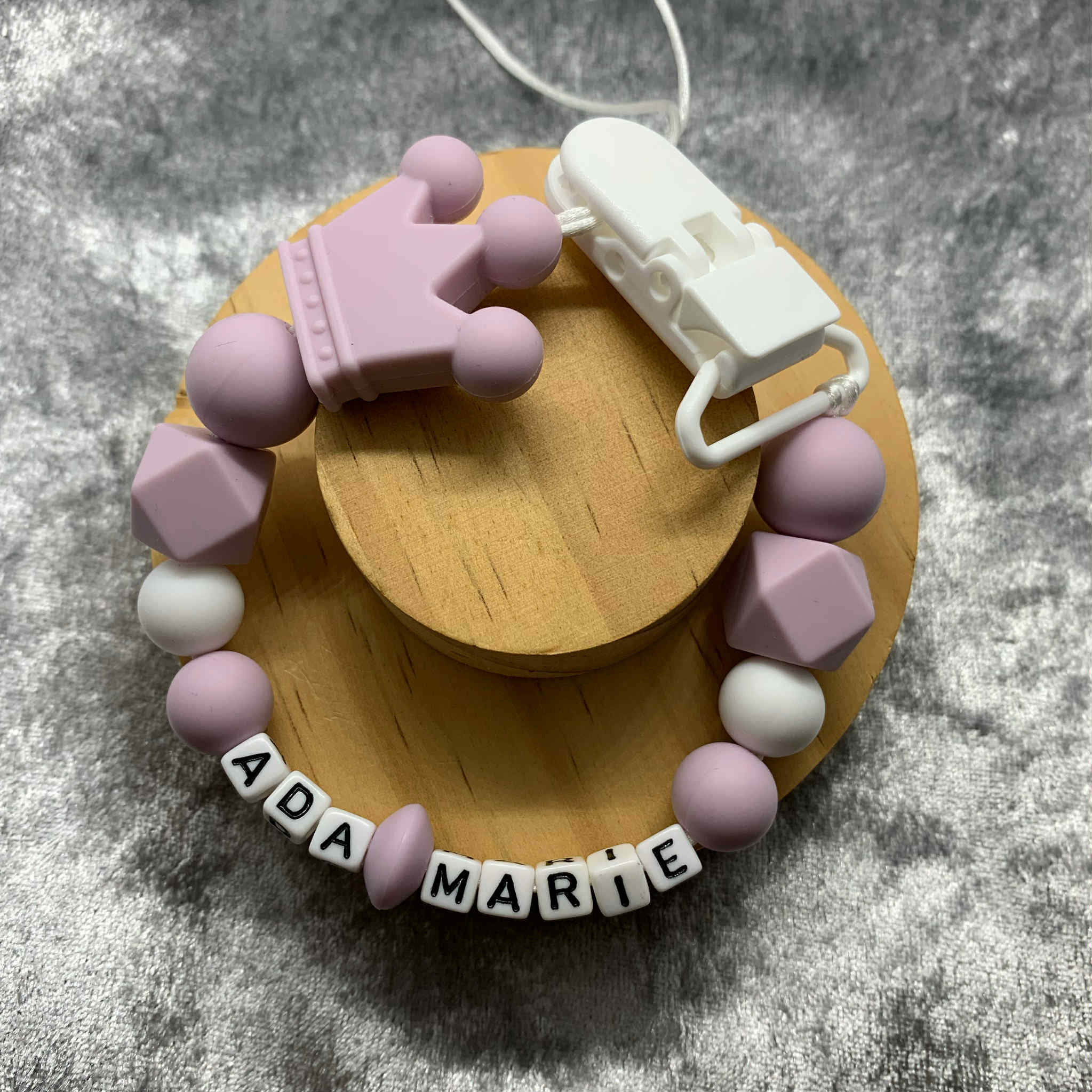 Personalised Dummy holder, Pacifier chain, Mam dummy clip new baby gift - CROWN