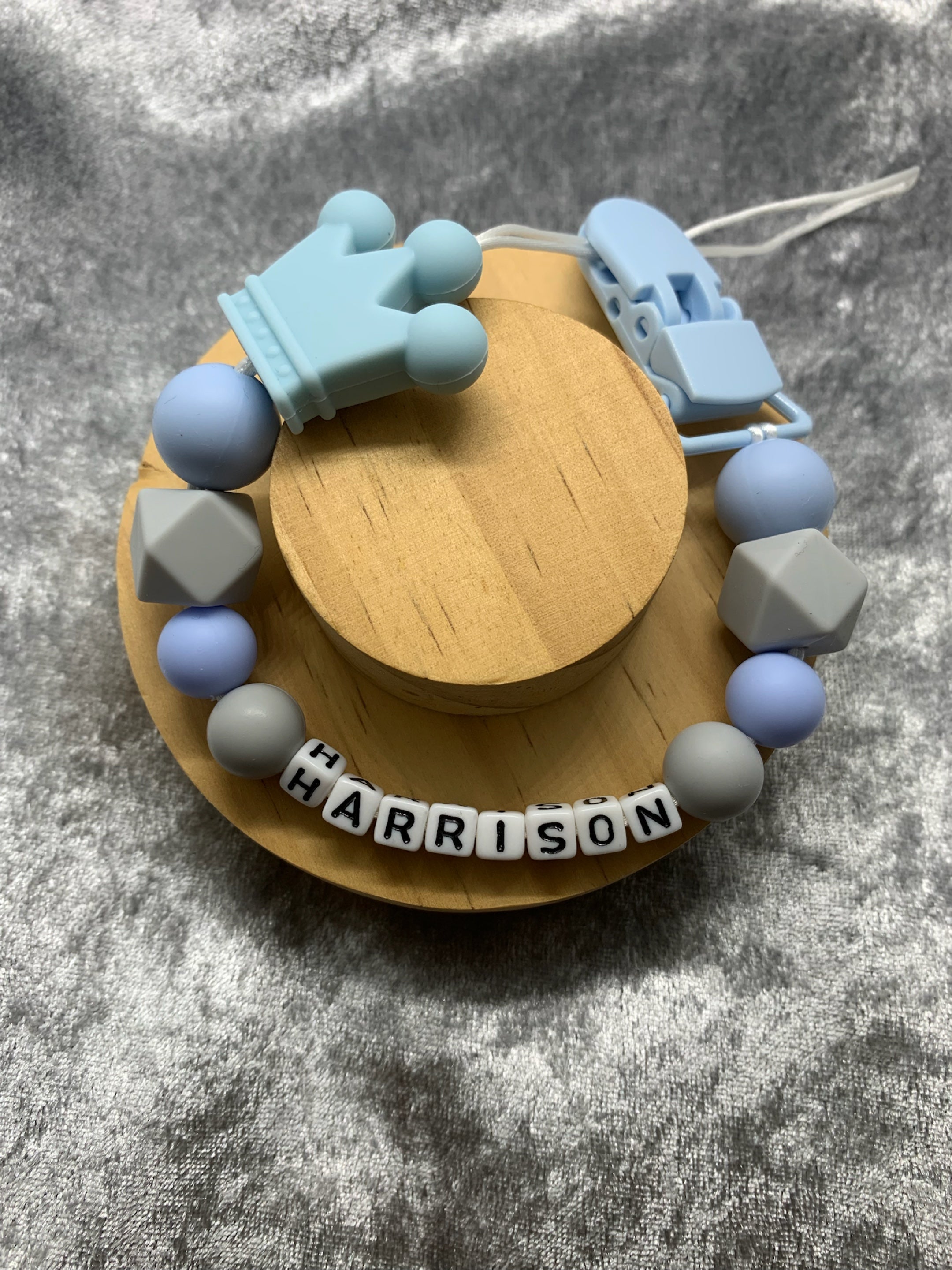 Personalised Dummy holder, Pacifier chain, Mam dummy clip new baby gift - CROWN