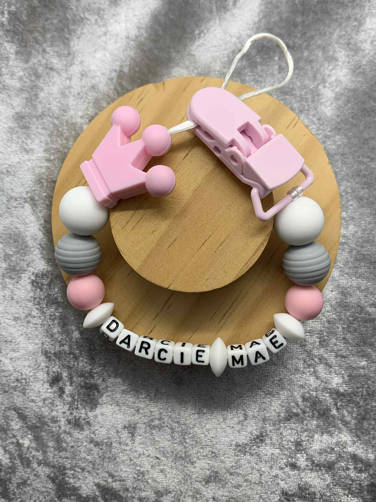Personalised Dummy holder, Pacifier chain, Mam dummy clip new baby gift - CROWN