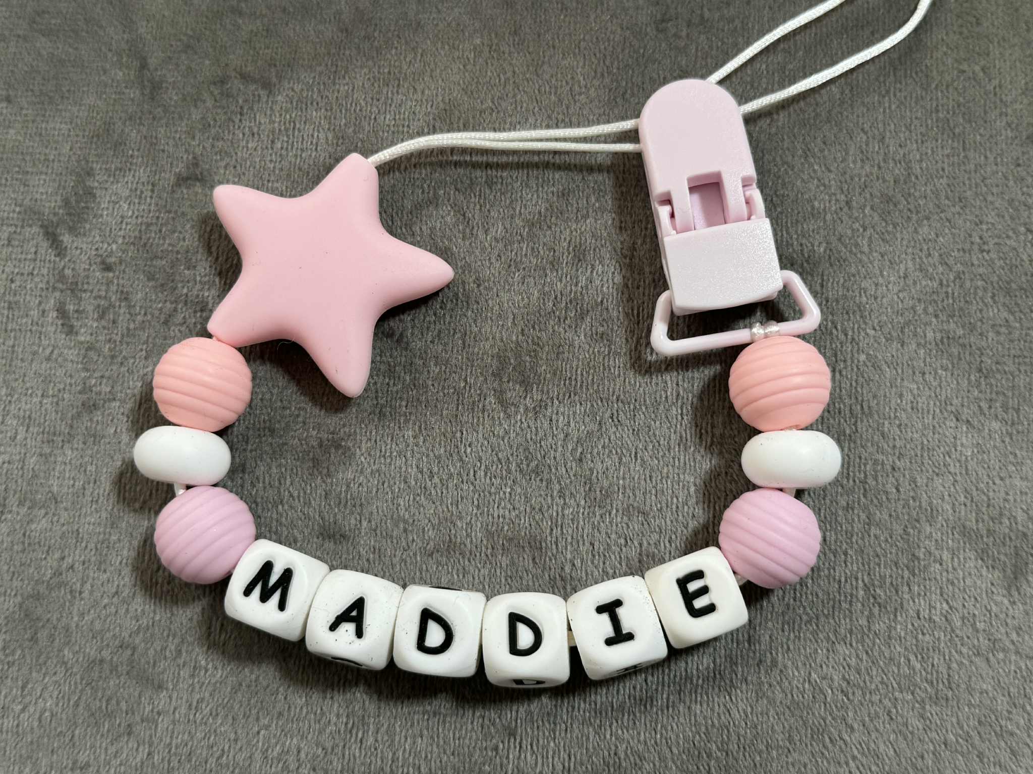 Personalised Dummy Clip Mam Dummy Holder New Baby Gift - STARS