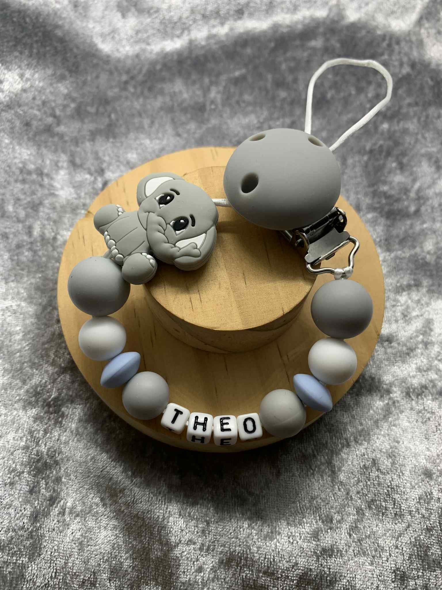 Personalised Dummy Clips Mam Dummy Holder New Baby Gift - ELEPHANT