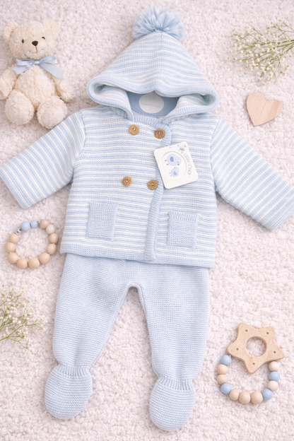 Spanish Baby Knitted Outfit with Hood 👶💙