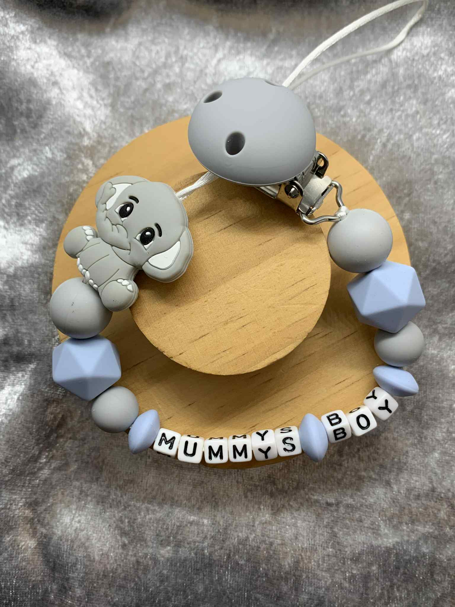 Personalised Dummy Clips Mam Dummy Holder New Baby Gift - ELEPHANT