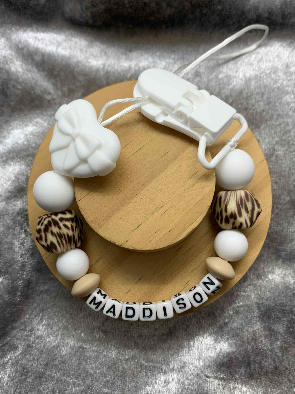 Personalised Heart Dummy Clip for Baby Girls – Custom Name