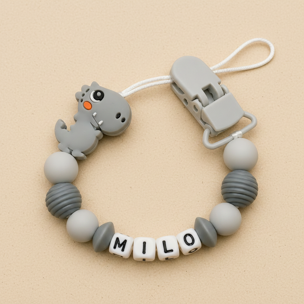 Dark Grey Dinosaur Dummy Clip - Beige Background