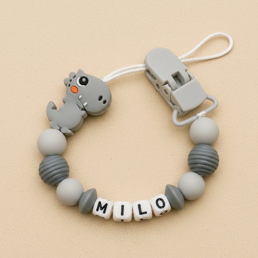 Dark Grey Dinosaur Dummy Clip - Beige Background
